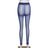 Sisterlinda Sexy Mesh See Through Skinny Summer Pants Women High Waist Fitness Striped Leggings Body-Shaping Pantalones De