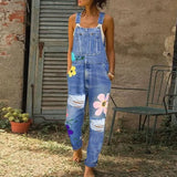 Rompers Fashion Denim Bib Pants Sexy Long Rompers Bib Pants Jumpsuits Summer Wide Leg Jeans Overalls Ladies