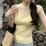 Tulle Spliced Sleeveless Sweater Women's Summer 2024 New Style Slim And Gentle Blouse With Thin Temperament-Outfit