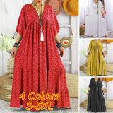 Maxi Dress Summer Women Sexy V Neck Half Sleeve Floral Print Dresses 2022 VONDA Casual Baggy Ruffled Hem Vestidos
