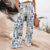 Spring And Summer New Four Seasons Of Leisure Wide Leg Trousers Print Burst Loose Trousers