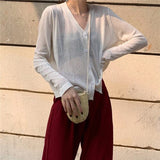 Women Knit Solid Simple Female See-through Sun Protection Long Sleeves Casual Summer Newest Popular Loose Elegant
