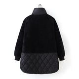 Faux Mink Fur Splice Thick Padded Jacket Winter Women Plus Size 5XL Warm Wadded Coat Down Cotton Parka Black Female