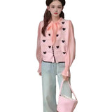 New Spring Style Xiaoxiangfeng Love Hollow Knitted Cardigan Women's French Gentle Aging Loose Long-Sleeved Blouse-Outfit