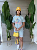 Streetwear 2 Two Piece Sets Women Outfits Short Sleeve Print O Neck Top Pockets Drawstring Shorts Brown Matching Sets