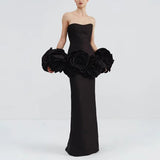Bra Design-Sensitive Dress Woman 2025 Summer New Three-Dimensional Flowers Show Backs Long Dress