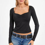 Women Harajuku Fashion T-shirts y2k Crop Tops Spring Autumn 90s Vintage Clothes Slim Long Sleeve Tops Female Clothing-Outfit