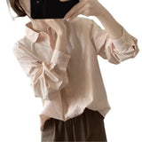 Shirt Women's Spring And Autumn New Loose Thin Korean Version Of Age-Reduction Long-Sleeved Basic Simple Solid Color