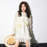 Casual Patchwork Floral Shirt For Women Lapel Long Sleeve Loose Solid Blouses Female Fashion Clothes Style New