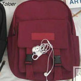 Women Safari Style Patchwork Nylon Multi-pockets Harajuku Waterproof Laptops School Collage Simple All-match