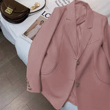 Toloer Suit Jacket Female GJ Sense Spring Autumn 2024 New White Korean Version Fashion Long Small Suit-Outfit