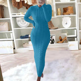 Autumer Winter Knit Sexy Skims Pullover Women Sweater Thick Long Dress Crew Neck Long Sleeve Top Elegant Chic Casual