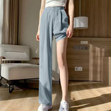 Toloer Leg Pants Women's Pants Down Loose High Waist Khaki Pants Spring And Autumn Suit Narrow Version Straight Leg Casual Floor Pants-Outfit
