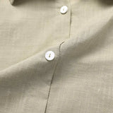 Celmia Loose Summer 2 PCS Sets Cotton Casual Lightweight Lapel Long Sleeve Shirt and Pleats Elastic Waist Short Suits Short