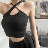 Tank Camis Slim Halter Top Cropped Woman Sexy Off Shoulder Y2k Top Female Basic White Crop Top Solid Tees Summer
