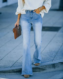 Lumbar Elastic Mid-Rise Micro-Horn Jeans Women High Waist Broad