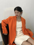 Orange Blazer For Women Notched Collar Long Sleeve Solid Minimalist Blazers Female Korean Fashion Spring