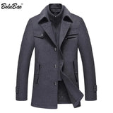 Men Winter Wool Coat Men's Fashion Brand Comfortable Warm Thick Wool Blends Woolen Pea Coat Male Trench Coat