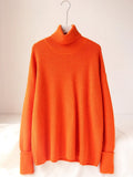 Women Winter Turtleneck Sweater Oversized Loose Pullover Womens Blue Sweaters 2022 Orange Sweater Women Turtleneck Oversize