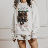 Faded Graphic Sport Sweatshirts Woman Autumn Cotton Washed Black Pullover Casual Vintage Classic Gray-black