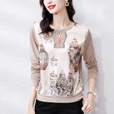 style Women's shirts Casual knitted Tshirt Tops Spring Autumn Basic bottoming shirts Ladies o-neck Long Sleeve Tee