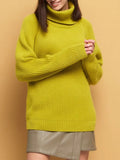 Thick Winter Sweaters Womens Oversized Pullovers Warm Jumper Loose Solid Green Sweaters For Women Turtleneck