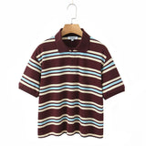 Women's New Hit-Colored Striped Short-Sleeved T-Shirt