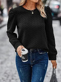 Hoodies Women Autumn Sweet Puff Sleeve Tees Flare Long Sleeve Sweatershirt Tops Elegant Folds Outfits Y2k Tops-Outfit