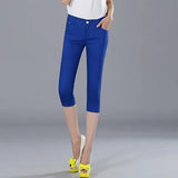 Women's Capris Jeans Pants Female Knee Length Stretch Slim Capri Jeans Women Candy Color Summer Denim Jeans