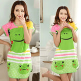 Women Cute Cartoon Polka Dot Sleepwear Short Sleeve Sleepshirt Sleepdress 10