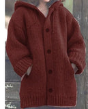 Mid-length Sweater New Cardigan Hooded Jacket Coats Women Winter Sweater Clothes