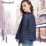Thin Down Jacket Women Large Size Pink Womens Lightweight Down Jackets Ultra Light White Coat Warm Short Jackets