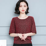 Elegant Shiny Sequin Blouse Glitter Shirt Tops Tunic Women Blouses Red Golden Shine Women's Blouses Plus Size New