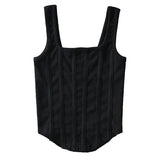 Women Green Irregular Shaped Tank Tops New Square Collar Sleeveless Personality Fashion Tide Spring Summer 2023