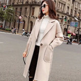tweed coat women's middle long spring Korean loose and thin woolen
