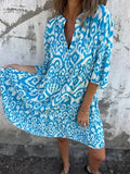 Women's Clothing Spring And Summer New Four-Sided Casual V-Neck Print Folded Lady