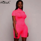 Summer Romper Women Sportwear Fitness Skinny Short Sexy Jumpsuit Female Pink White Black Bodycon Jumpsuit Women