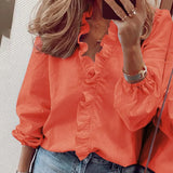 Boho Floral Print Slim Shirt Office Lady Retro Tops Women Casual Short Sleeve Sexy V-neck Ruffles Blouse 2022