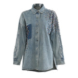 New Super Heavy Industries 668 Drill Irregular Washing Denim Shirt Jacket Loose