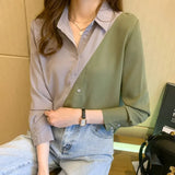 patchwork printing ladies shirts Women's chiffon Blouses 2021 Spring Autumn Long Sleeve Shirts Tops Blusas
