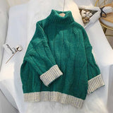 Sweater Women Solid Turtleneck Pullover Thick Sweaters 2022 New Winter Clothes Harajuku Vintage Jumper Loose