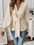 Elegant V-Neck Long-Sleeved Shirt Autumn