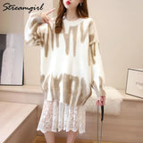 Sweater Oversize Pullover Women Striped Print Female Winter Warm Knitted Tops Women's Oversized Sweater For Women