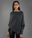 Autumn Winter Sweaters Full Sleeve Women Tops Solid Slash Neck Casual Loose Knitted Pullovers Regular Slim Fit Splice-Outfit