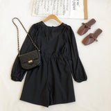 VAREY LIN New Autumn Women Chiffon Spaghetti Strap Jumpsuits Long Sleeve O Neck Elastic Waist Ladies Wide Leg