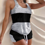 Women Camisole Sleep Wear Women Pajamas Heart Print Nightgown Ruffled Flounce Drawstring Shorts Lingerie Home