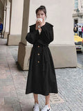 Coats Woman Winter 2022 Jackets Solid Color Lapel Single Breasted Belt Long Windbreaker Trench Coat for Women Clothes