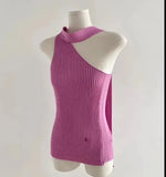 Ribbon Hanging Neck Knitting Sling Suit For Women 2025 Summer New Sweet Spicy Sleeveless