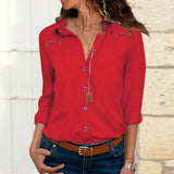 autumn European and American new pure color long sleeved buttons corkscrew chiffon shirt fashion lady chiffon