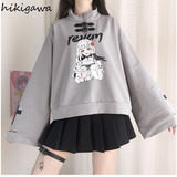 Hoodies Women Harajuku Half High Collar Long Sleeve Tops 2023 Ropa Mujer Fashion Cartoon Anime Print Sweatshirts 27i669-Outfit